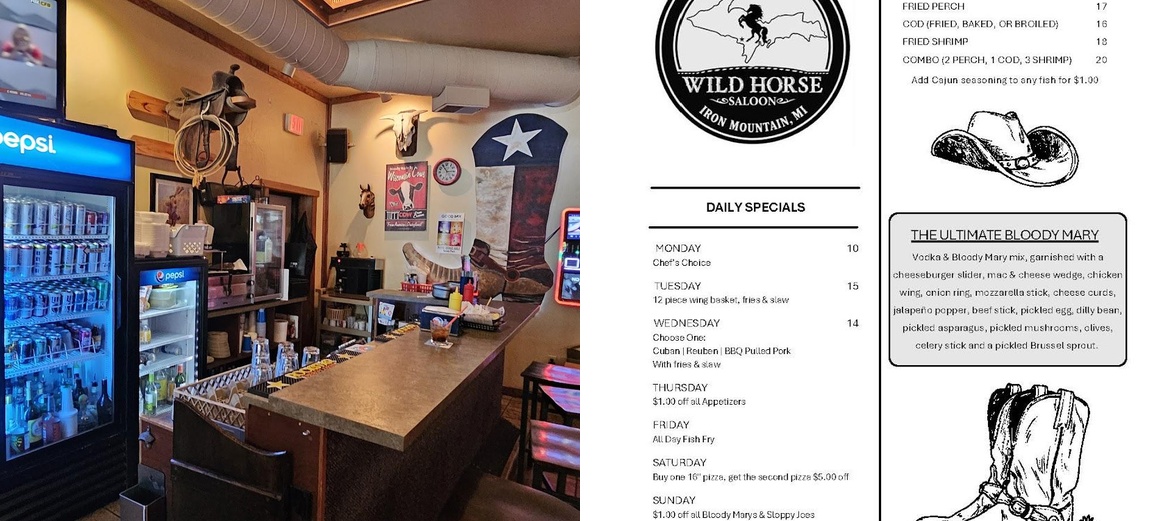 Wild Horse Saloon Menu